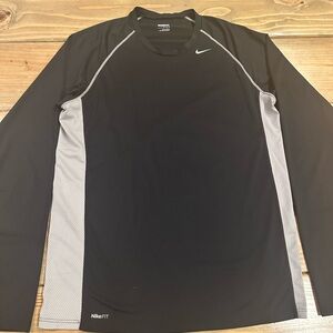 NikeFit Men's Black and Gray Long Sleeve Performance Shirt